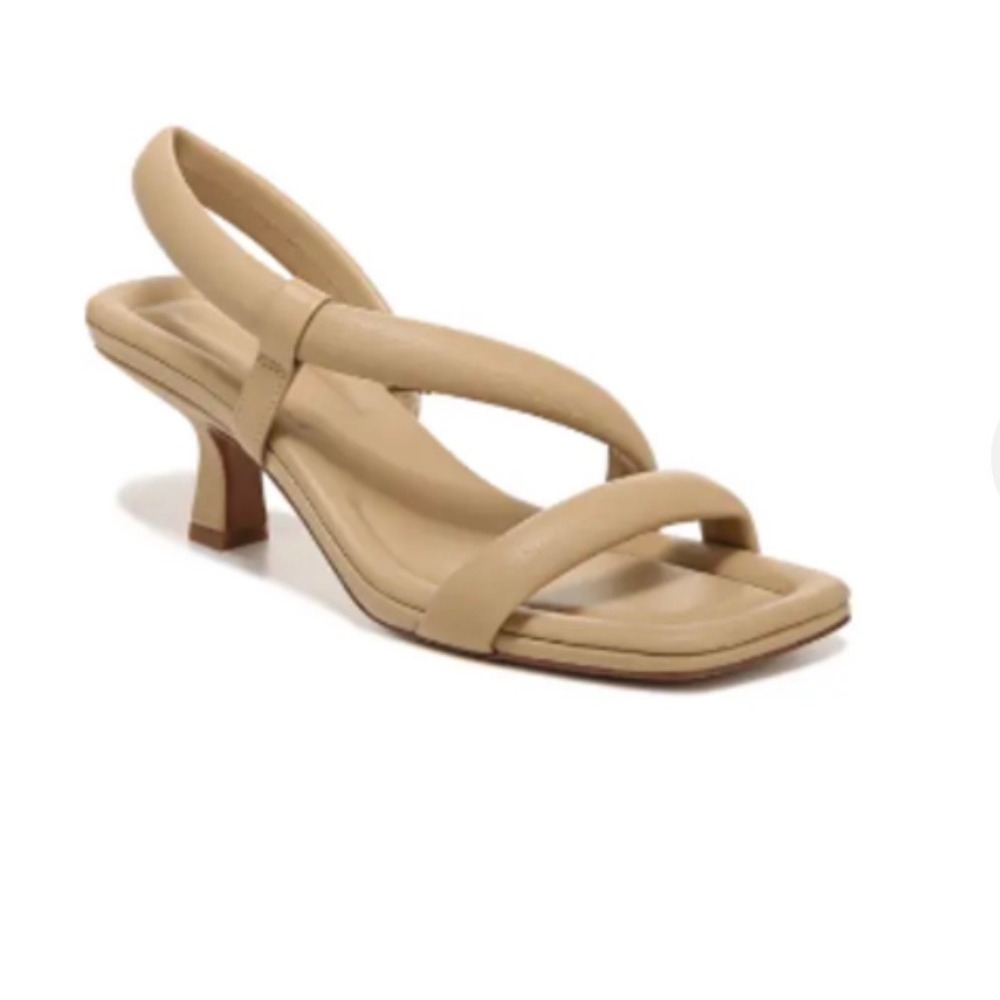 Vince Coline Leather Sandals Women's 9 Yellow Blonde Square Toe Kitten Heel